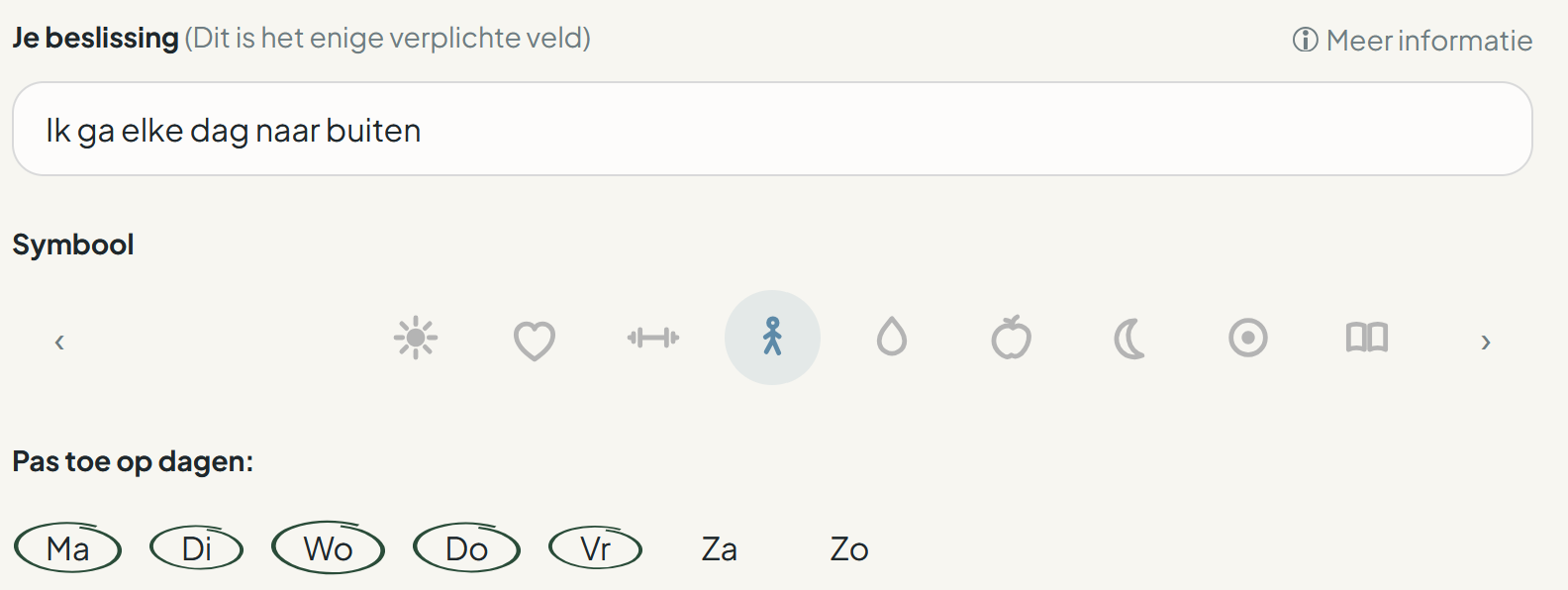 Een voornemen toevoegen sectie 1