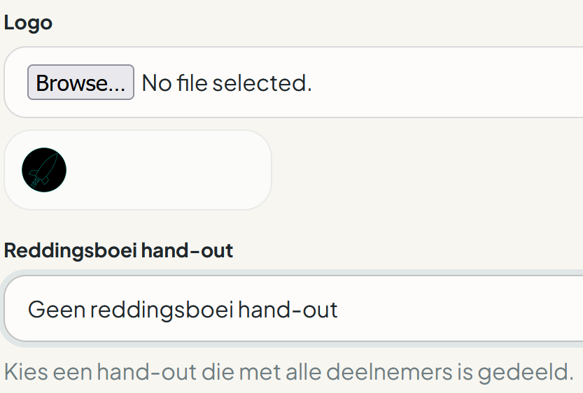 Voorbeeld van een reddingsboei-hand-out