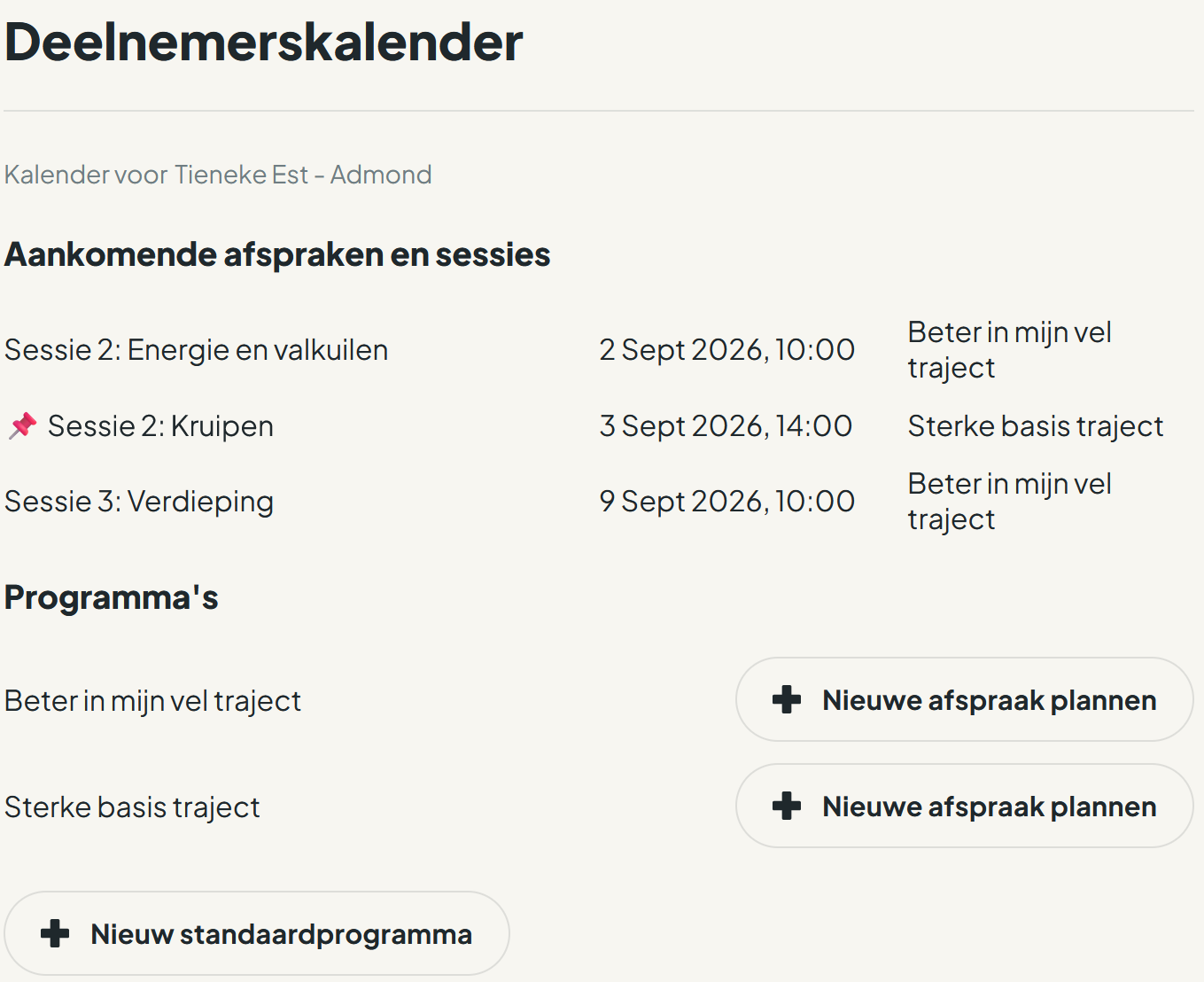 Deelnemerskalender