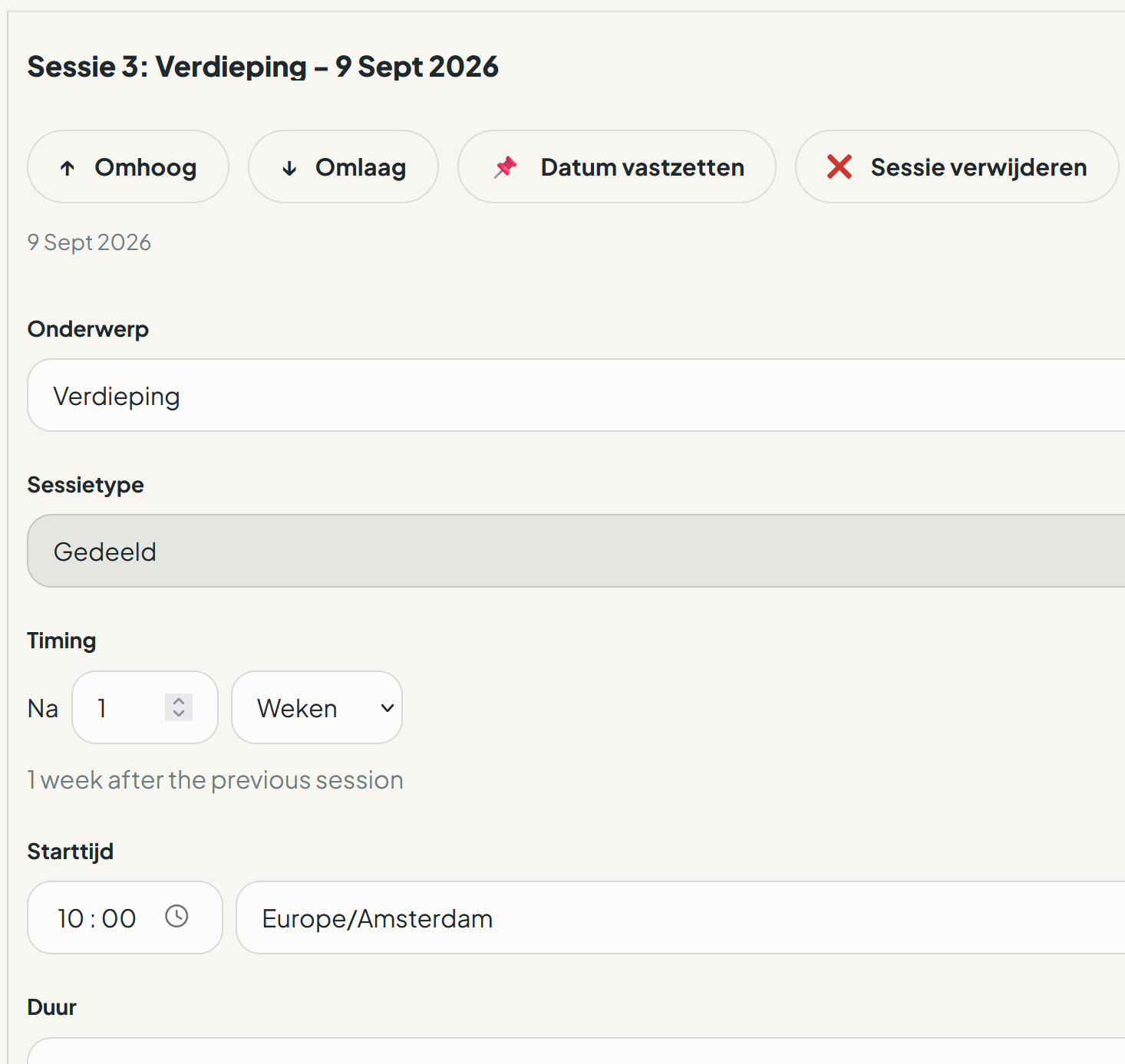 Sessie maken